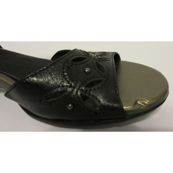 Aravon Sofia Hook Loop Leather AAO05BK Black Sandals Shoes 8.5 AA Women's $139 - Picture 6 of 12